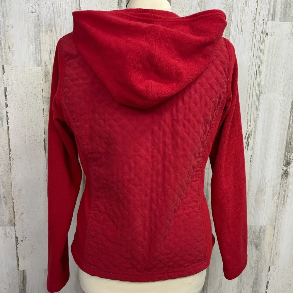Columbia Red‎ Quilted Hooded Zip Front Jacket